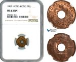 AK247, Hong Kong, Victoria, 1 Mil 1863, NGC MS63BN