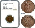 AK257, Netherlands East Indies, VOC, 1 Duit 1794, Zeeland Arms, NGC AU58BN