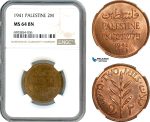 AK259, Palestine, 2 Mils 1941, London Mint, NGC MS64BN