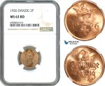 AK261, Poland, Danzig, 2 Pfennige 1926, NGC MS63RD