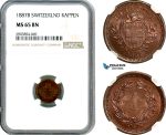 AK277, Switzerland, 1 Rappen 1887 B, Bern Mint, NGC MS65BN