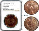 AK279, Uruguay, 4 Centesimos 1869 A, Paris Mint, NGC MS64BN