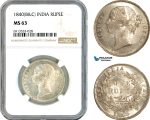 AK325, India (British) Victoria, 1 Rupee 1840 B&C, Silver, NGC MS63