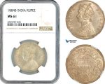 AK330, India (British) Victoria, 1 Rupee 1884 B, Bombay Mint, Silver, NGC MS61