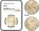 AK332, India (British) Victoria, 1 Rupee 1893 B, Bombay Mint, Silver, NGC MS60