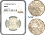 AK333, India (British) Victoria, 1 Rupee 1900 B, Bombay Mint, Silver, NGC MS61