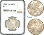 AK334, India (British) Victoria, 1 Rupee 1900 B, Bombay Mint, Silver, NGC MS62