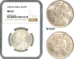 AK335, India (British) Victoria, 1 Rupee 1901 B, Bombay Mint, Silver, NGC MS62