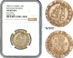 AK342, Netherlands East Indies, Batavian Republic 1/2 Gulden 1802, Silver, NGC AU Details