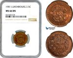 AK370, Luxembourg, Adolphe, 2 1/2 Centimes 1901, Brussels Mint, NGC MS66BN, Pop 1/0