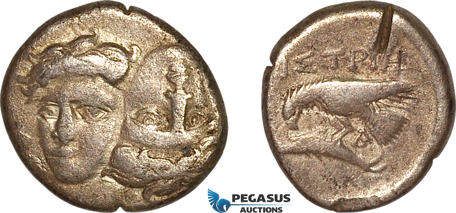 AK376, Greece, Moesia, Istros, AR Drachm (5.17g) Eagle & Dolphin, VF, test cut