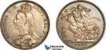 AK400, Great Britain, Victoria, Crown 1887 (Jubilee Head) London Mint, Silver, Toned AU