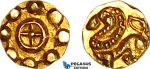 AK402, India, Kadambas of Goa, Fanam ND (13th century), Gold (0.31g), Lustrous! AU-UNC