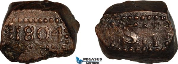 AK409, Netherlands East Indies, Java, 1/2 Stuiver 1804, Light corrosion, XF-AU