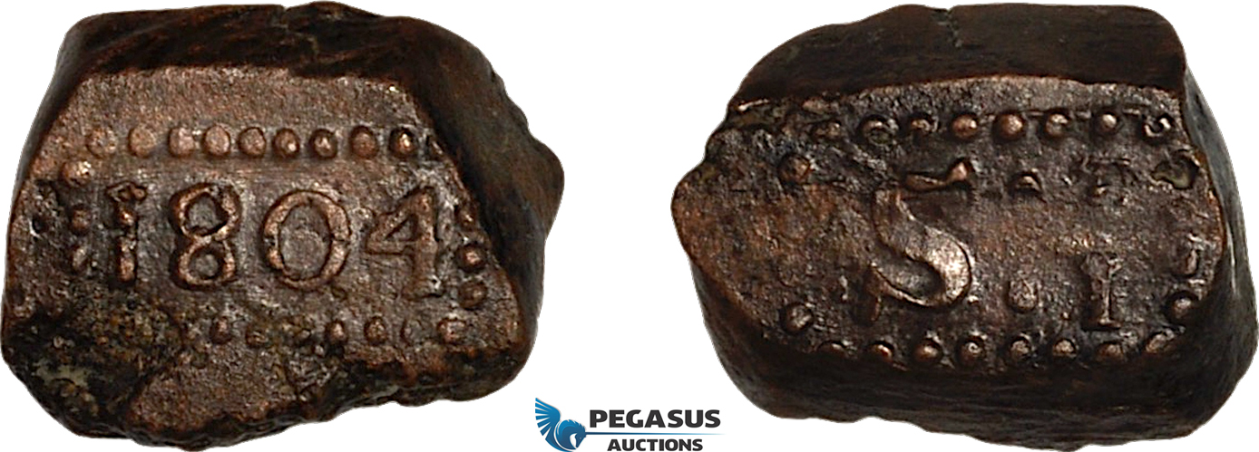 AK409, Netherlands East Indies, Java, 1/2 Stuiver 1804, Light corrosion, XF-AU