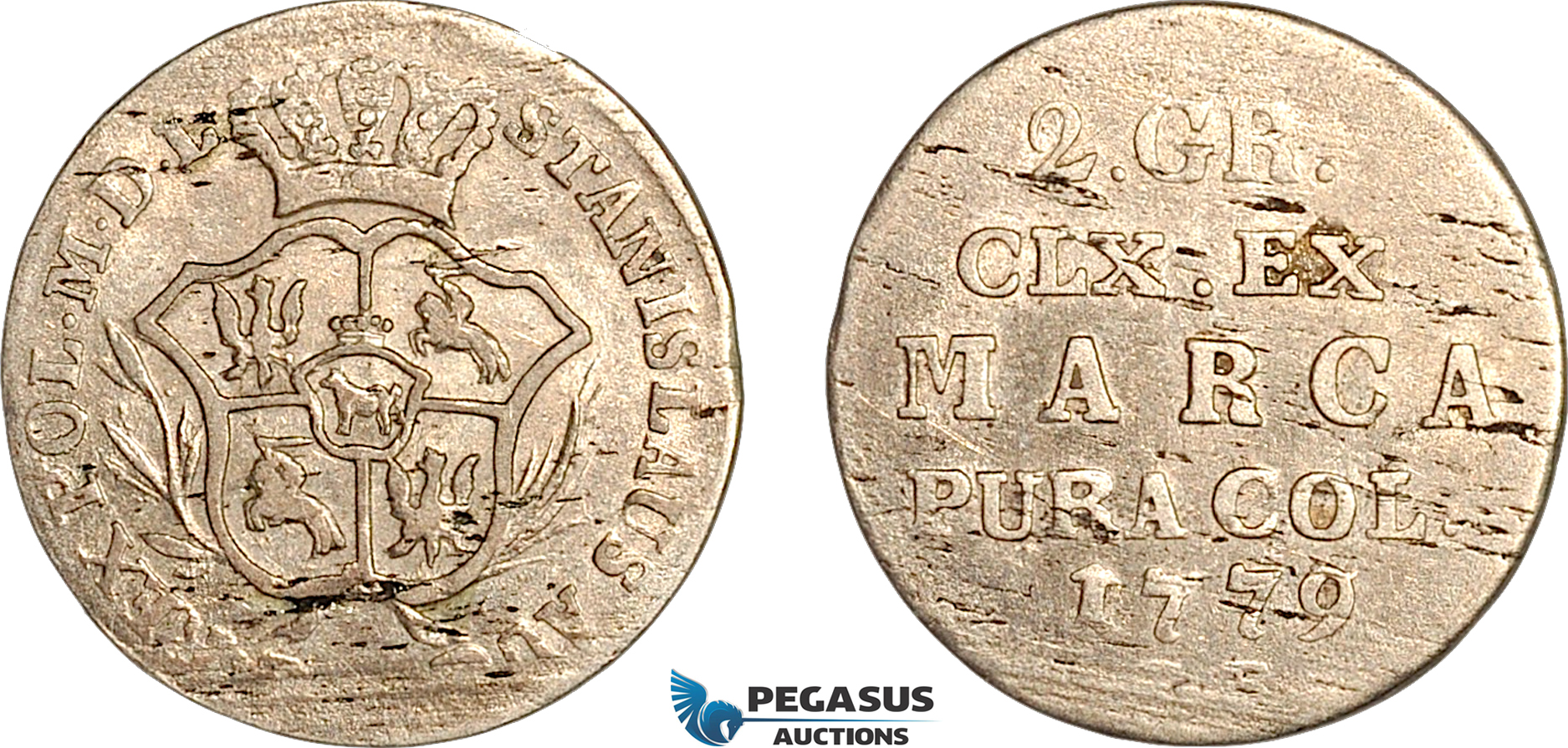 AK412, Poland, Stanislaw II Augustus, 2 Groschen 1779, Warsaw Mint, Silver, XF