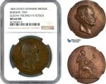 AK456, Denmark, 1845 Bronze Medal by Conradsen, Gustav Friedrich Hetsch, Owl, Minerva, NGC MS64BN
