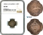 AK467, German New Guinea, 1/2 Mark 1894 A, Berlin Mint, Silver, NGC AU58
