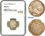 AK469, Great Britain, George III, 1 Shilling 1816, London Mint, Silver, NGC MS64+