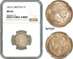 AK470, Great Britain, George III, 1 Shilling 1816, London Mint, Silver, NGC MS65