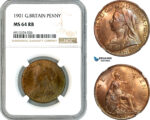 AK472, Great Britain, Victoria, 1 Penny 1901, London Mint, NGC MS64RB