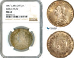 AK475, Great Britain, Victoria, 1/2 Crown 1887, Jubilee Head, London Mint, Silver, NGC MS63