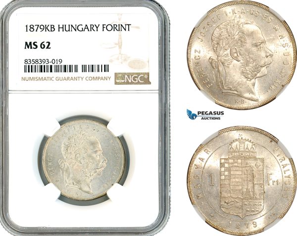 AK478, Hungary, Franz Joseph, 1 Forint 1879 KB, Kremnitz Mint, Silver, NGC MS62