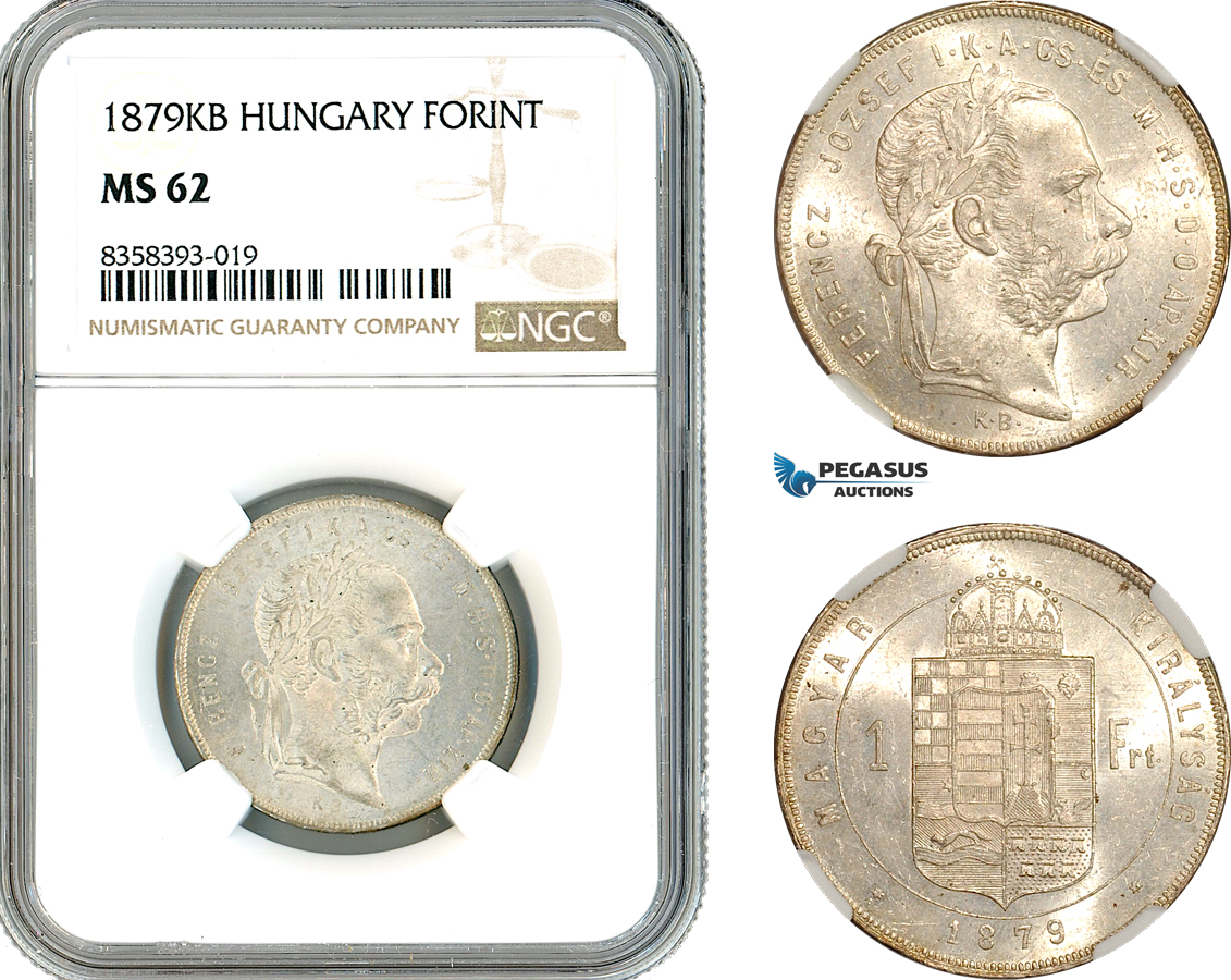 AK478, Hungary, Franz Joseph, 1 Forint 1879 KB, Kremnitz Mint, Silver, NGC MS62