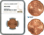AK486, Netherlands East Indies, 1 Cent 1914, NGC MS64RD