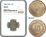 AK488, Peru, 10 Centavos 1880, Lima Mint, NGC MS65