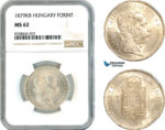AK545, Hungary, Franz Joseph, 1 Forint 1879 KB, Kremnitz Mint, Silver, NGC MS62