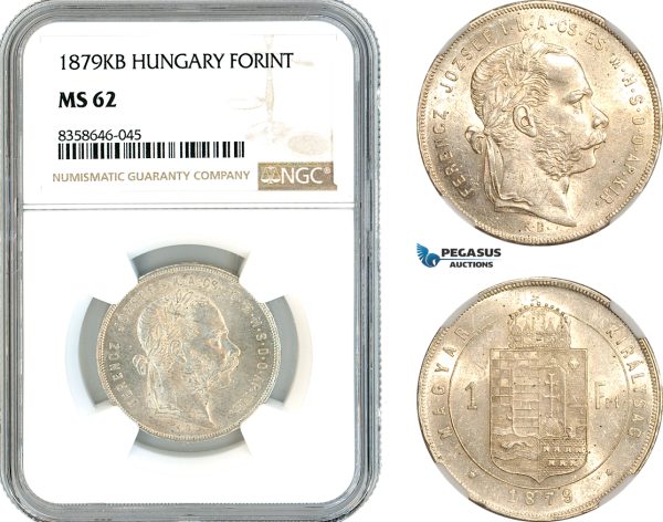 AK545, Hungary, Franz Joseph, 1 Forint 1879 KB, Kremnitz Mint, Silver, NGC MS62