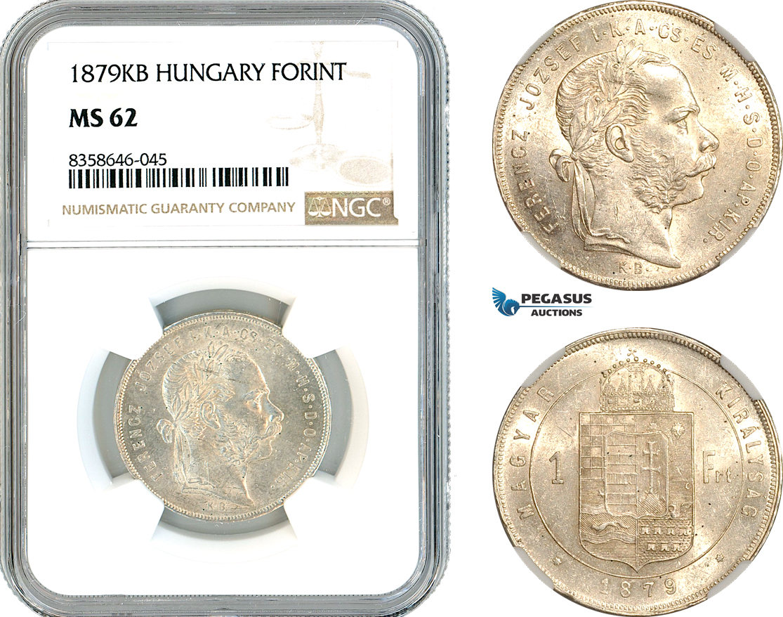 AK545, Hungary, Franz Joseph, 1 Forint 1879 KB, Kremnitz Mint, Silver, NGC MS62