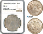 AK574, Mexico, 1 Peso 1899 MO AM, Silver, NGC MS62