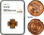 AK601, United States, Indian Head Cent 1897, Philadelphia Mint, NGC MS64RB