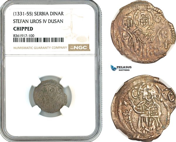 AK660, Serbia, Stefan Uros IV Dusan, Dinar ND (1331-55) Silver, NGC Chipped
