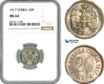 AK661, Serbia, Petar I, 20 Para 1917, NGC MS64