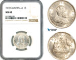 AK666, Australia, Edward VII, 1 Shilling 1910, London Mint, Silver, NGC MS62