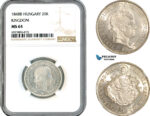 AK701, Hungary, Ferdinand, 20 Krajczar 1848 B, Kremnitz Mint, Silver, NGC MS64