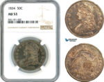 AK735, United States, "Capped Bust Half Dollar" 1/2 Dollar (50 Cents) 1834, Philadelphia Mint, Silver, NGC AU53