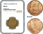 AK740, British North Borneo, 5 Cents 1903 H, Heaton Mint, NGC MS63