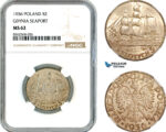 AK811, Poland, 5 Zlotych 1936, Gdynia Seaport, Silver, NGC MS62