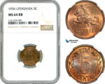 AK849, Lithuania, 5 Centai 1936, NGC MS64RB