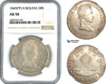AK879, Bolivia, 8 Soles 1845 PTS R, Potosi Mint, Silver, NGC AU58 (Looks like a small MS in hand)