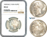 AK885, India (British) Victoria, 1 Rupee 1840 B&C, Silver, NGC MS62