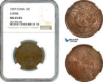 AK905, China, Empire, 10 Cash 1907, NGC MS63BN