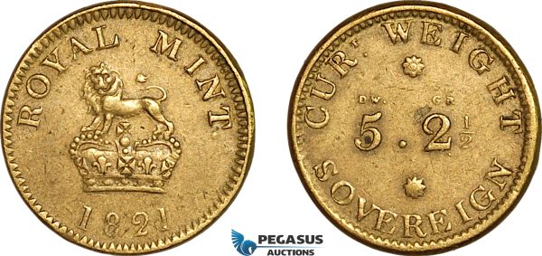 AK928, Great Britain, 1821 Monetary Weight for 1 Sovereign (7.94g), VF-EF