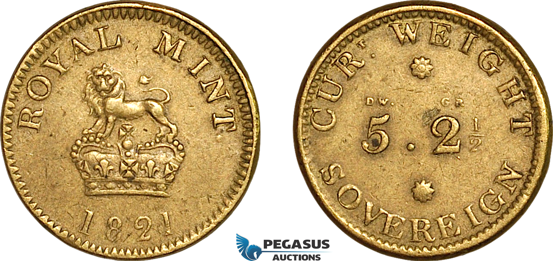 AK928, Great Britain, 1821 Monetary Weight for 1 Sovereign (7.94g), VF-EF