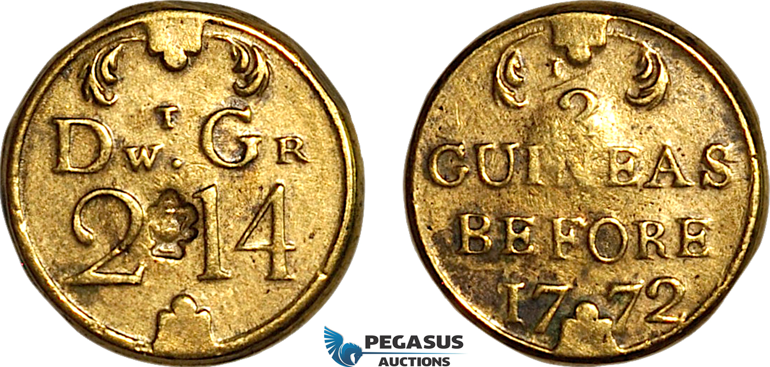 AK932, Great Britain & Ireland, George III, Monetary Weight for 1/2 Guinea, Before 1772 (4.02g), EF-