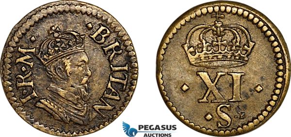 AK938, England, James, Monetary Weight for 1/2 Unite, 11 Shillings (5.04g), EF-